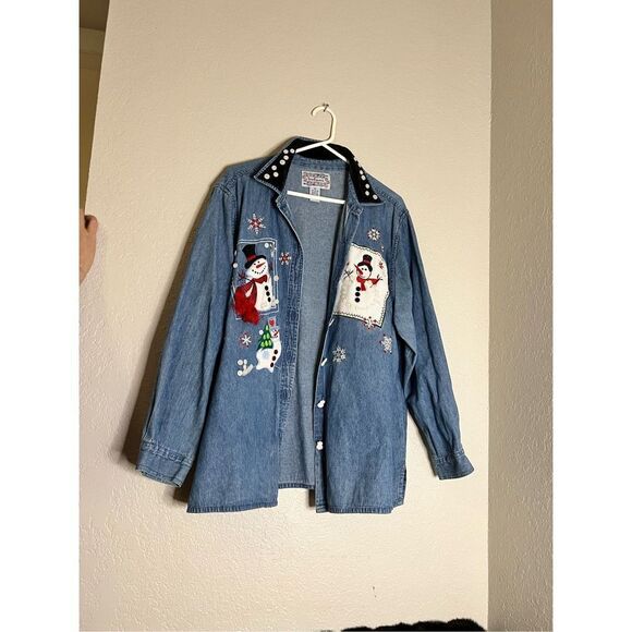 Tantrums Tops - Tantrums snowman Christmas jean‎ shirt 2x